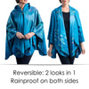 Monet Water Lilies Reversible Rain Cape Poncho – Lightweight Hooded Wrap for Women