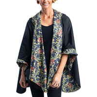 Black & William Morris Golden Flowers Womens Rain Cape - Rainproof Breathable Rain Poncho