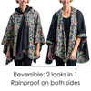 Black & William Morris Golden Flowers Womens Rain Cape - Rainproof Breathable Rain Poncho