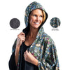 Black & William Morris Strawberry Thief Reversible Rain Cape Poncho – Hooded Womens Wrap