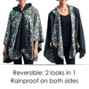 Black & William Morris Strawberry Thief Reversible Rain Cape Poncho – Hooded Womens Wrap