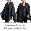 Black with Velvet Swirls Reversible Hooded Rain Cape – Lightweight Women's Wrap