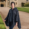 Black with Velvet Swirls Reversible Hooded Rain Cape – Lightweight Women's Wrap