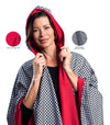 Crimson & Black / White Houndstooth Travel Rain Cape