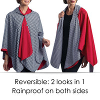 Crimson & Black / White Houndstooth Travel Rain Cape