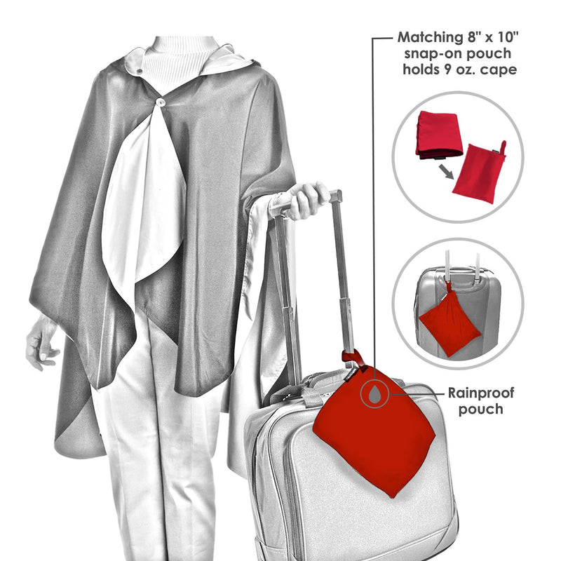 Crimson & Black / White Houndstooth Travel Rain Cape