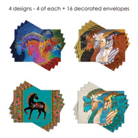 Laurel Burch Horses - Boxed Blank Note Cards – Set of 16 in a Keepsake Gift Box