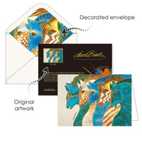 Laurel Burch Horses - Boxed Blank Note Cards – Set of 16 in a Keepsake Gift Box