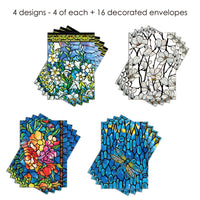 Tiffany Stained Glass Masterworks- Boxed Blank Note Cards – Set of 16 in a Keepsake Gift Box