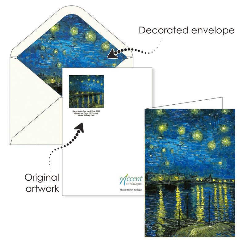 van Gogh At Night - Boxed Blank Note Cards – Set of 16 in a Keepsake Gift Box