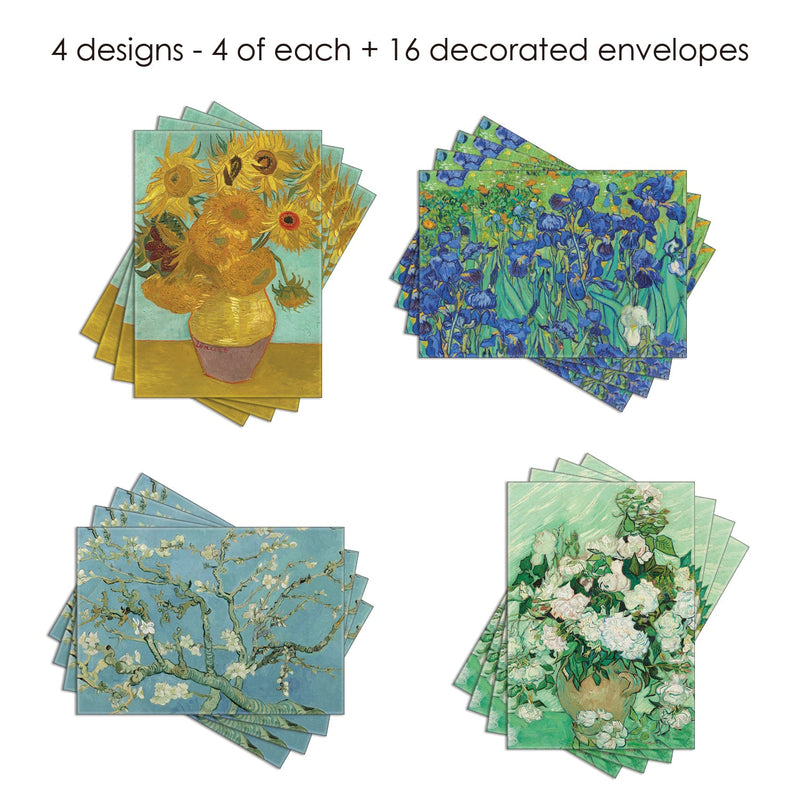 van Gogh Flowers - Boxed Blank Note Cards – Set of 16 in a Keepsake Gift Box