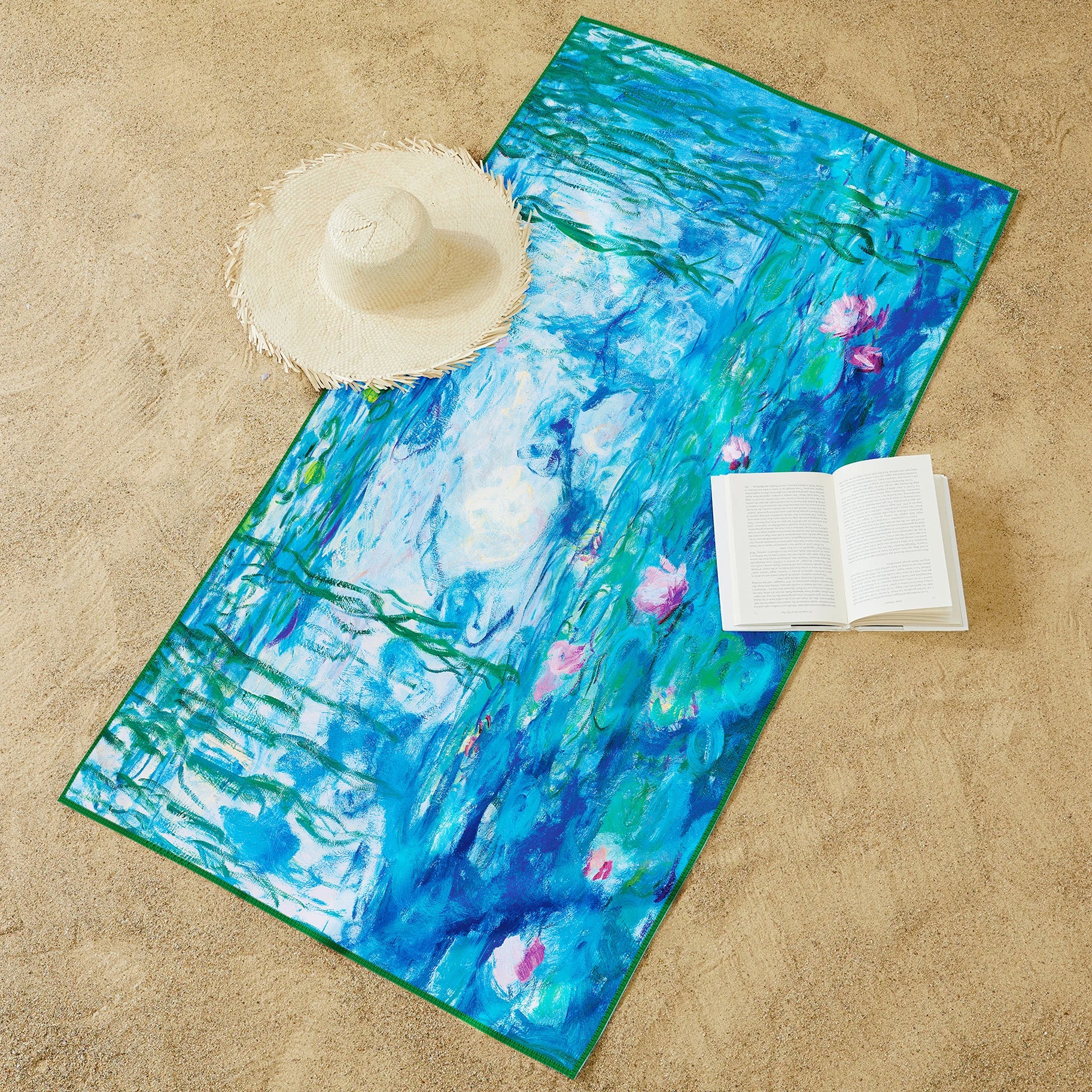 Monet Nympheas Oversized Beach Towel - Microfiber, Quick-Dry