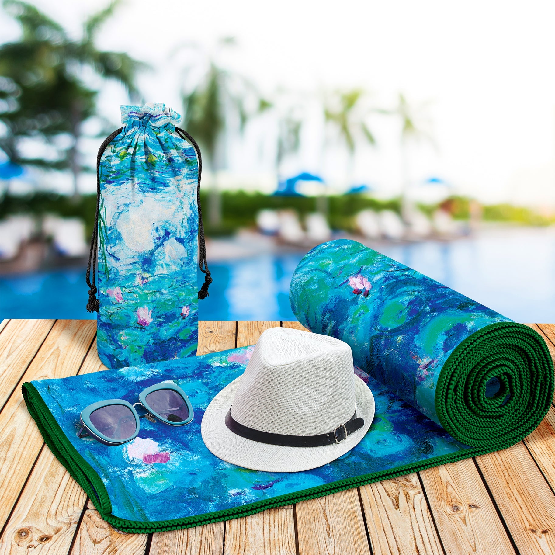 Monet Nympheas Oversized Beach Towel - Microfiber, Quick-Dry