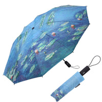 Monet Water Lilies Travel Umbrella – Compact, One-Touch Open & Close