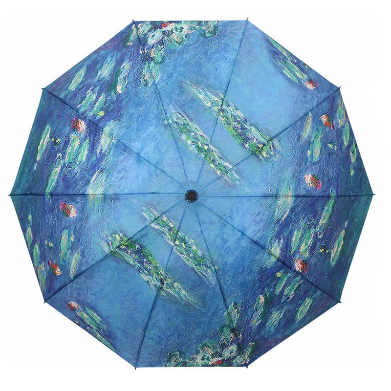 Monet Water Lilies Travel Umbrella – Compact, One-Touch Open & Close