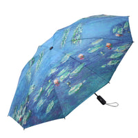 Monet Water Lilies Travel Umbrella – Compact, One-Touch Open & Close