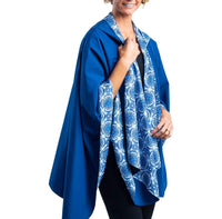 Navy & China Blue Rainproof Hooded Rain Cape – Lightweight Women's Rain Wrap