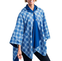 Navy & China Blue Rainproof Hooded Rain Cape – Lightweight Women's Rain Wrap
