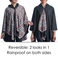 Black & Coco Plaid Rainproof Hooded Rain Cape – Women's Rain Poncho