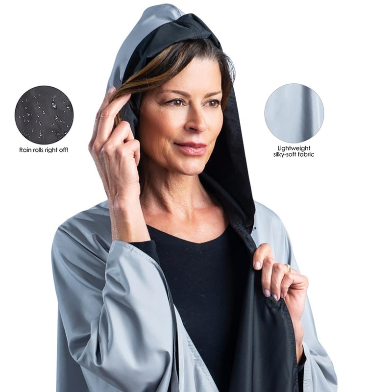 Black & Pewter Grey Reversible Rain & Travel Cape