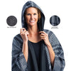 Black & Houndstooth Hooded Rain Cape – Lightweight Women's Rain Wrap