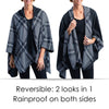 Black & Houndstooth Hooded Rain Cape – Lightweight Women's Rain Wrap