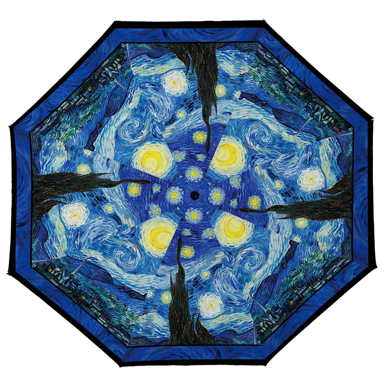 van Gogh Starry Night Travel Umbrella – Compact, One-Touch Open & Close