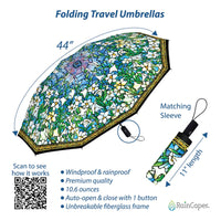 Tiffany Field of Lilies Travel Umbrella – Compact, One-Touch Open & Close