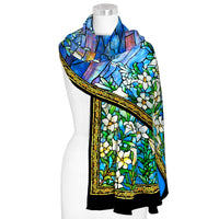 Tiffany Field of Lilies   Silk Blend Shawl – Lightweight Dressy Wrap for Women