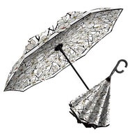 Tiffany Magnolia Reverse Inverted Umbrella – Hands-Free, Windproof Design