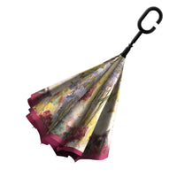 Tiffany Peonies and Iris Reverse Inverted Umbrella – Hands-Free, Windproof Design