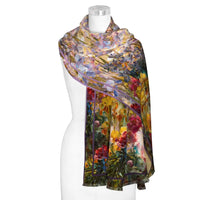 Tiffany Peonies & Iris   Silk Blend Shawl – Lightweight Dressy Wrap for Women