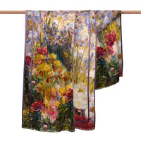 Tiffany Peonies & Iris   Silk Blend Shawl – Lightweight Dressy Wrap for Women