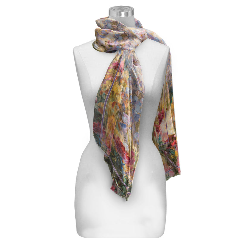 Tiffany Peonies & Iris Long Sheer Scarf – Lightweight, Elegant, Silky-Soft