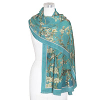 van Gogh Almond Blossom   Silk Blend Shawl – Lightweight Dressy Wrap for Women