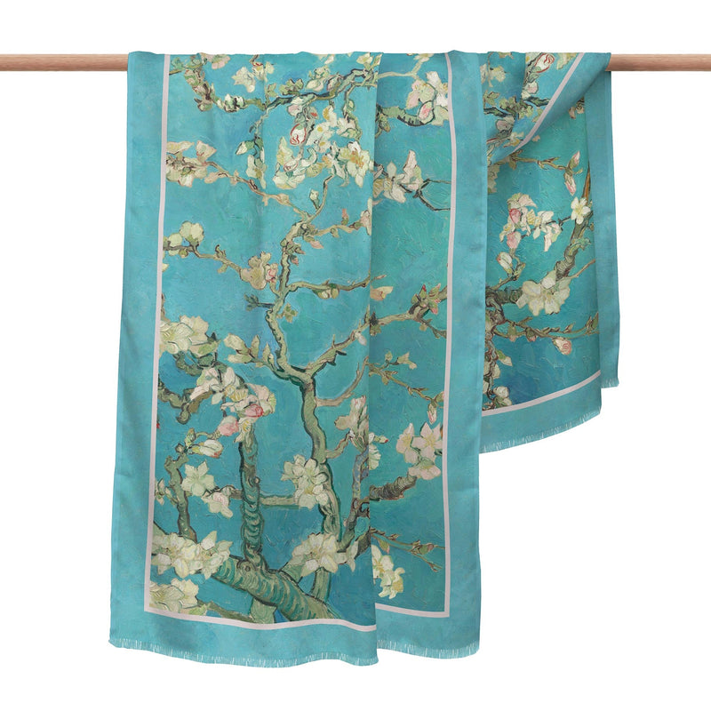 van Gogh Almond Blossom   Silk Blend Shawl – Lightweight Dressy Wrap for Women