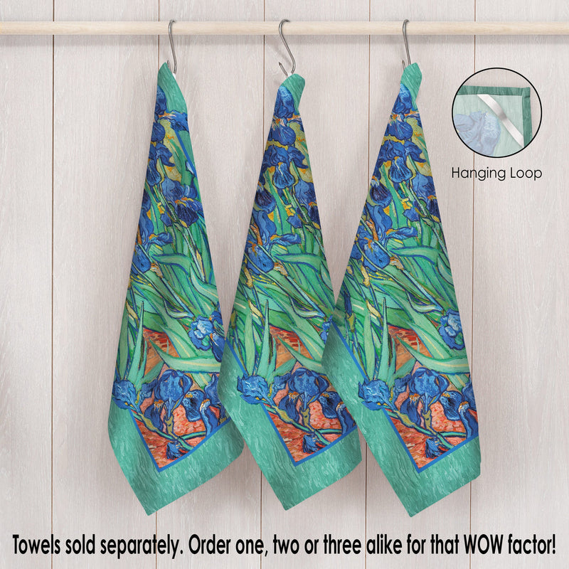 van Gogh Irises Cotton Tea Towel – Flat Weave, Absorbent