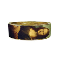 da Vinci Mona Lisa Fine Art Hinged Cuff Gold Bangle Bracelet