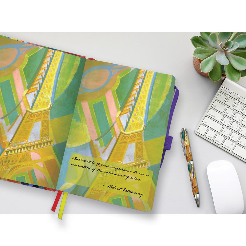 Delaunay Eiffel Tower - Dot Grid Journal – Hardcover, Pockets, Ribbon Bookmarks