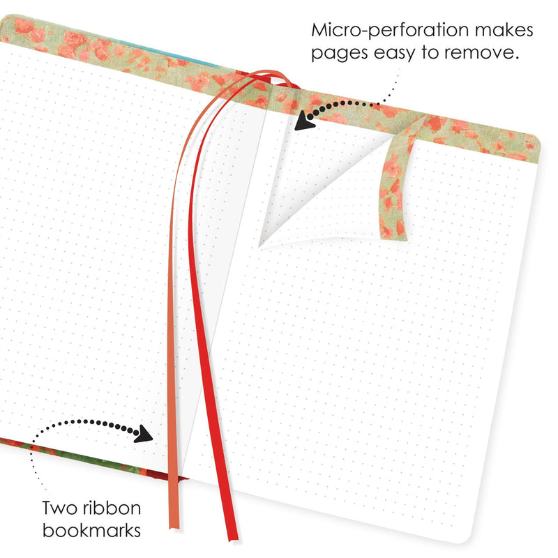 Monet Poppy Field - Dot Grid Journal – Hardcover, Pockets, Ribbon Bookmarks