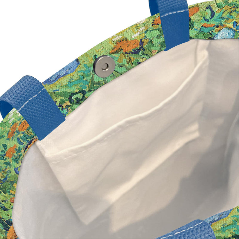 van Gogh Irises Canvas Magazine Tote – Slim Vertical Tote Bag