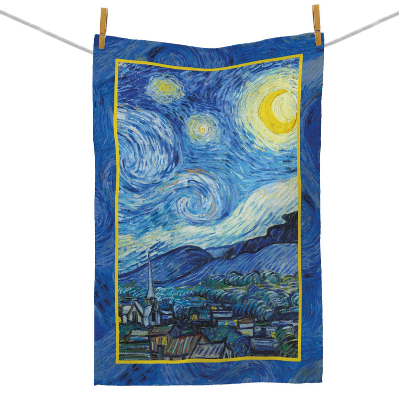 van Gogh Starry Night Cotton Tea Towel – Flat Weave, Absorbent