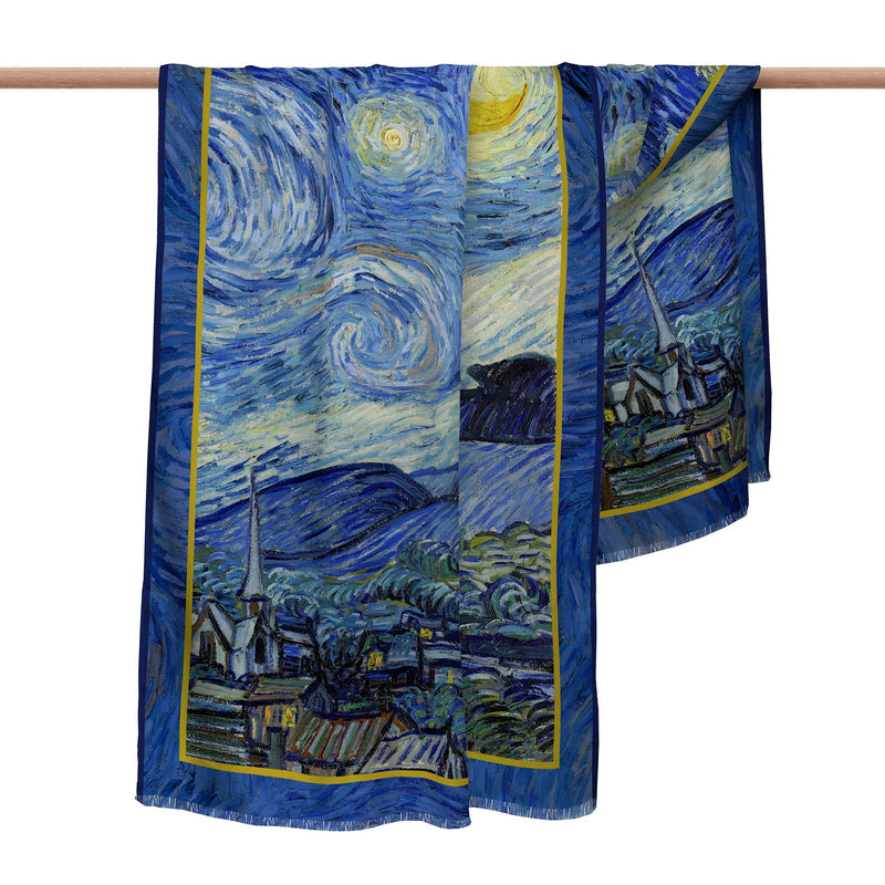 van Gogh Starry Night  Silk Blend Shawl – Lightweight & Elegant Evening Wrap