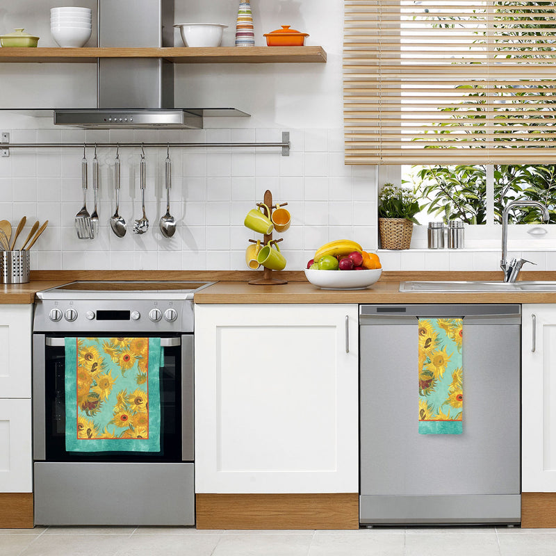 van Gogh Sunflowers Cotton Tea Towel – Flat Weave, Absorbent
