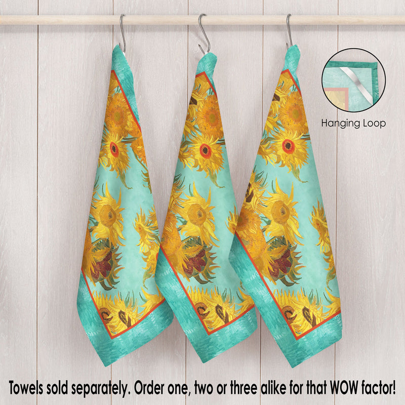 van Gogh Sunflowers Cotton Tea Towel – Flat Weave, Absorbent
