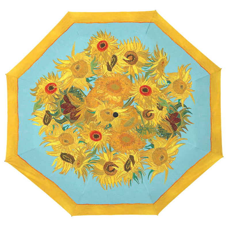 van Gogh Sunflowers Travel Umbrella – Compact, One-Touch Open & Close