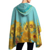 van Gogh Sunflowers Reversible Rain Cape – Lightweight Hooded Wrap for Women