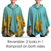 van Gogh Sunflowers Reversible Rain Cape – Lightweight Hooded Wrap for Women