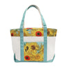 van Gogh Sunflower Large Canvas Boat Tote – Zipper Top & Pockets