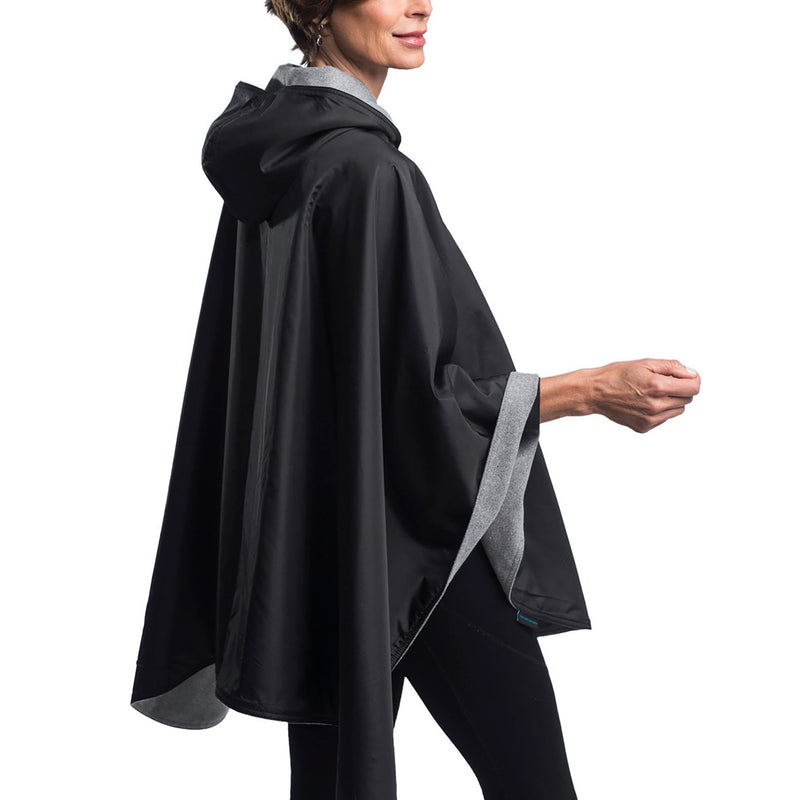 WarmCaper - Warm Pewter and Black Reversible Rain Cape